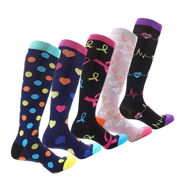 5 Pairs Knee High Graduated Compression Socks - Picture 3 of 7